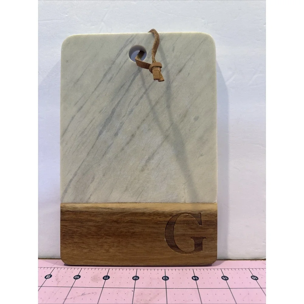 Marble & Wood Cheese Bread Charcuterie Board Initial Letter G